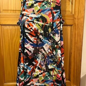Abstract Multicolor Sleeveless Dress